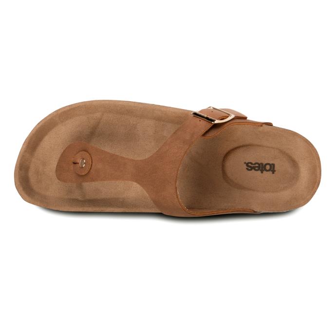 totes® Ladies PU Buckle Toe Post Tan Extra Image 4